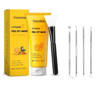 Anti Taches Brunes Visage 120 G, Masque À L'argile Curcuma Et Vitamine C, Masque De Nuit Au Collagène Au Curcuma, Contient 4 Extracteurs De Points Noirs + 1 Brosse