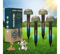 Anti Taupe Ultrason 4-Pack, Repulsif Taupe Solaire Piege a Taupe pour Jardin Cour, 700 M² Étanche Extérieur Intérieur Ultrason Souris et Rats Répulsif pour Serpent pour Lapin Écureuil Raton Laveur