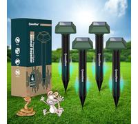 Anti Taupe Ultrason 4-Pack, Repulsif Taupe Solaire Piege a Taupe pour Jardin Cour, 700 M² Étanche Extérieur Intérieur Ultrason Souris et Rats Répulsif pour Serpent pour Lapin Écureuil Raton Laveur