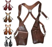 Anti-Theft Harness, Anti Theft Harness Wallet, Anti-Theft Bag with Shoulder Harness, Anti Theft Harness for Men Leather, Mens Leather Harness (Dark Brown)