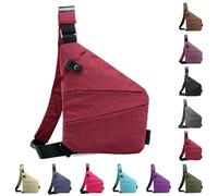 Anti-Theft Travel Bag, Anti-Theft Bag, Women's Theft-Proof Shoulder Bag, Water Resistant Sling Bag, Nylon Chest Bag for Men and Women(Wine Red)
