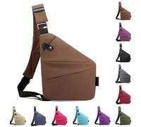 Anti-Theft Travel Bag, Anti-Theft Bag, Women's Theft-Proof Shoulder Bag, Water Resistant Sling Bag, Nylon Chest Bag for Men and Women(Coffee)