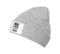 Anti-Transpiration Bonnet Tricoté Souriez si Vous êtes Gay LGBT Bonnet Chapeau Tricot Universelle Beanie Hiver pour Adultes Femme Sports