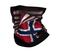 Anti-UV Bande de Cheveux,Drapeau norvégien Vintage d'Amérique et de Norvège,Chapeaux Demi-Visage Multi-Usage Bandeaux pour Jogging Moto Yoga 26X30cm