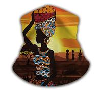 Anti-UV Chapeaux Demi-Visage, Cache-Col Belle Fille Afro Noire Vintage Ancienne au Coucher du Soleil sur Un Arbre Élastique Bandeau Magique pour Femme Extérieur Yoga