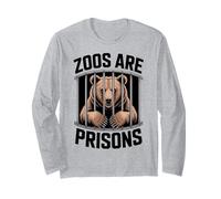 Anti Zoos are Prisons Bear Déclaration de libération des Animaux Manche Longue