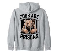 Anti Zoos are Prisons Bear Déclaration de libération des Animaux Sweat à Capuche