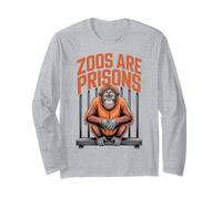 Anti Zoos are Prisons Monkey Animal Liberation Déclaration Manche Longue