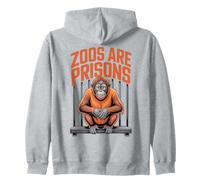 Anti Zoos are Prisons Monkey Animal Liberation Déclaration Sweat à Capuche