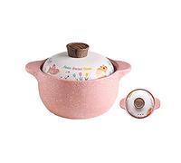 Antiadhésif Céramique Marmite Cocotte,Ménage Japonais Pot à Soupe Faitout,Lisse Pot De Pierre,Rose Chaud pour Les Femmes Facile à Nettoyer Protéger Mains-Rose 28.8x16.5cm(11x6inch)