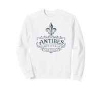 Antibes Côte d'Azur France Ornée Fleur de Lis Bleu Marine Sweatshirt