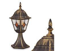 Antibes - Lampe d'extérieur - Aspect antique - Fonte d'aluminium - Marron/doré - Avec vitres en verre transparent - 40 cm - Lampe de jardin rétro / vintage - Culot E27 - IP44 - Sans ampoule