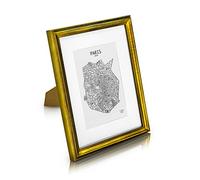 Antic by Casa Chic - Cadre Original 25x20 cm en Bois Massif Shabby Chic - Aspect Antique & Vintage - Vitre en Verre trempé - Passe Partout pour Photo 13x18 cm - Or Antique