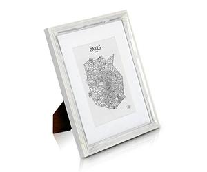 Antic by Casa Chic - Cadre Original 25x20 cm en Bois Massif Shabby Chic - Aspect Antique & Vintage - Vitre en Verre trempé - Passe Partout pour Photo 13x18 cm - Argent Antique & Blanc