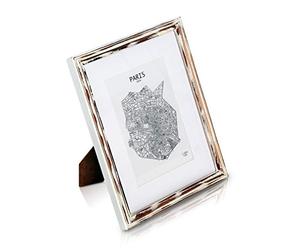 Antic by Casa Chic - Cadre Original 25x20 cm en Bois Massif Shabby Chic - Aspect Antique & Vintage - Vitre en Verre trempé - Passe Partout pour Photo 13x18 cm - Blanc Cassé & Marron Antique