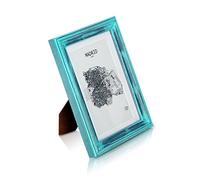 Antic by Casa Chic - Cadre Original en Bois Massif Shabby Chic - Aspect Antique & Vintage - 13x18 cm - Vitre en Verre - Passe Partout pour Photo 15x10 cm - Turquoise & Argent Antique