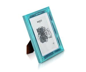 Antic by Casa Chic - Cadre Original en Bois Massif Shabby Chic - Aspect Antique & Vintage - 13x18 cm - Vitre en Verre - Passe Partout pour Photo 15x10 cm - Turquoise & Argent Antique