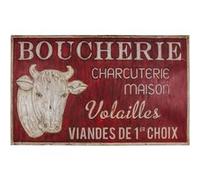 Antic Line Créations - Grande plaque vintage en fer 122,5 x 74 cm Boucherie charcuterie rouge G