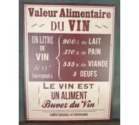 Antic Line Plaque métal Aliment/Vin 33 x 25 cm