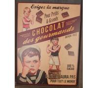 Antic Line Plaque métal Carré chocolat 50 x 38 cm
