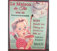 Antic Line Plaque métal Maison du thé 33 x 25 cm