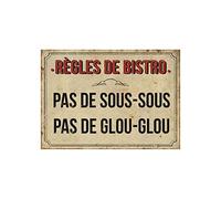 Antic Line Plaque "Règles de bistro pas de sous-sous 21 x 15