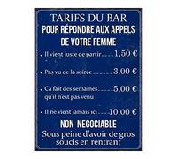 Antic Line Plaque Tarifs du bar 33 * 25