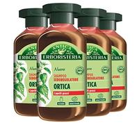 Antica Erboristeria Lot de 4 shampoings régulateurs de sébum à l'ortie pour cheveux gras, formule végétalienne, sans silicones ni colorants, 4 flacons de 250 ml