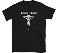Antichrist Atheist Occult Gothic Punk Satan Religion Poison Design T-Shirt Manches Courtes(Large)