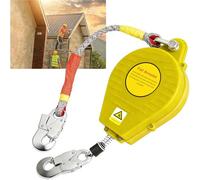 Antichute a Rappel Automatique Certifié, 3-20m Stop Chute Harnais Rétractable avec Crochet Autobloquant, 150 KG Harnais de Securite Anti Chute Rétractable pour Travaux en Hauteur (Jaune, 3m)