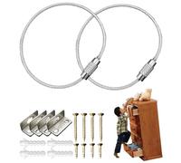 Antichute de meubles, ancrages de meubles anti-basculement - 2 sangles murales réglables sécurisées pour,Sangles de sécurité en métal, ancre de sécurité murale pour commode, sangles murales réglables