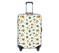Anticsao Housse de bagage élastique en élasthanne avec motif abeille de dessin animé pour bagages de 45,7 à 71,1 cm, blanc, M