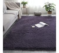 Antidérapant 100x180cm Tapis Chambre Tapis de Fourrure Moelleux Tapis Faux en Peau de Mouton pour Cuisine Bureau Décoratif Salle À Manger, Violet Foncé