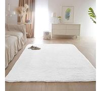 Antidérapant 100x180cm Tapis de Salon Longs Moelleux Tapis Tapis Design Anti Slip Rectangle Luxe Confortable pour Natte la Chambre à Coucher Plancher lit, Blanc