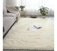 Antidérapant 80x180cm Tapis Salon Tapis en Fausse Fourrure Salon Tapis Faux en Peau de Mouton pour Cuisine Bureau Décoratif Salle À Manger, Beige