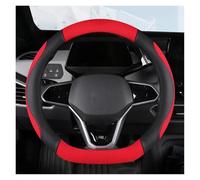 Antidérapant Couvre Volant Housse Volant Voiture en Forme D Cuir Épissé Soie Glacée Compatible avec Un Diamètre De 14.5 À 15 Pouces Universelle Quatre Saisons(Red)