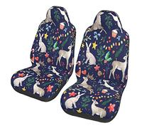 Antidérapant Housses De Siège Auto Aquarelle Cerf Lapin Noël Seat Covers Set Polyester Protection De Siège Auto pour Vehicles, Sedans, Trucks, 52X138Cm