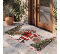 Antidérapant Paillasson Noël Les Gens 40x60 cm | Tapis de Sol Père Noël Cadeaux, Tapis de Bain Très Absorbant, Rouge Blanc Paillassons Decoration pour Salle Bain, Chambre, Cuisine