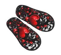 Antidérapant Pantoufles à Hiver Amour's Heart Amour Romantique Maison Pantoufles Chaud Chaussons d'intérieur pour Intérieur Adulte Hiver M