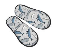 Antidérapant Pantoufles en Feutre Les baleines sont partout Chausson Maison Chaud Chaussons d'intérieur pour Intérieur Femme Adulte L