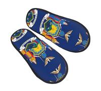 Antidérapant Pantoufles Impression du drapeau de l'État de New York Chaussures de Maison Chaud Chaussons en Feutre pour Maison Femme Hiver M