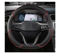 Antidérapant Respirant Couvre Housse De Volant De Voiture Antidérapante en Cuir MicrofibrePour Seat pour Tarraco pour Arona pour Ateca pour Ibiza pour Toledo Couvre Volant Voiture(D Shape Red)