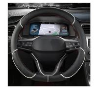 Antidérapant Respirant Couvre Housse De Volant De Voiture Antidérapante en Cuir MicrofibrePour Seat pour Tarraco pour Arona pour Ateca pour Ibiza pour Toledo Couvre Volant Voiture(D Shape White)