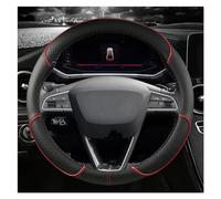 Antidérapant Respirant Couvre Housse De Volant De Voiture Antidérapante en Cuir MicrofibrePour Seat pour Tarraco pour Arona pour Ateca pour Ibiza pour Toledo Couvre Volant Voiture(O Shape Red)