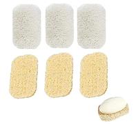 Antidérapant Tampon de Savon, Porte Savon Écologique, 6 Pièces Luffa Naturel, Support de Douche Repose Laiteux pour Empêcher la Croissance des Bactéries de Salle de Bain