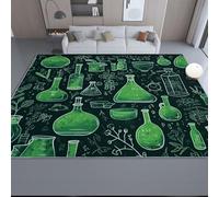 Antidérapant Tapis à Poils Courts Vert Foncé - Dessin Animé Matériel De Laboratoire Motif Doux Lavable Tapis pour Chambre Salon Bureau Chambre d'enfant, 60 x 90 cm Paillasson Interieur