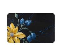 Antidérapant Tapis De Bienvenue Fleurs Bleu Sarcelle Et Or Tapis Entree Durable Tapi Salle De Bain pour Intérieur Chambre Cuisine 40X60Cm
