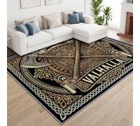 Antidérapant Tapis Emblème Hache D'Armes Nœud Celtique Salon 60 x 90 cm | Tapis Poils Courts Nordique Mythologie Rétro pour Bureau Salle à Manger Chambre Cuisine Lavable en Machine