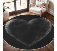 Antidérapant Tapis Rond Lavable en Machine, Amour Noir Romantique Doux et Durable Tapis Rond pour Chambre, Entrée, Salle à Manger, Bureau L'intérieur Décorer Noir Ø 100 cm Circulaire