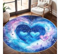 Antidérapant Tapis Rond Lavable en Machine, Aquarelle Ciel éToilé Amour Doux et Durable Tapis Rond pour Chambre, Entrée, Salle à Manger, Bureau L'intérieur Décorer DéGradé Bleu Ø 180 cm Circulaire